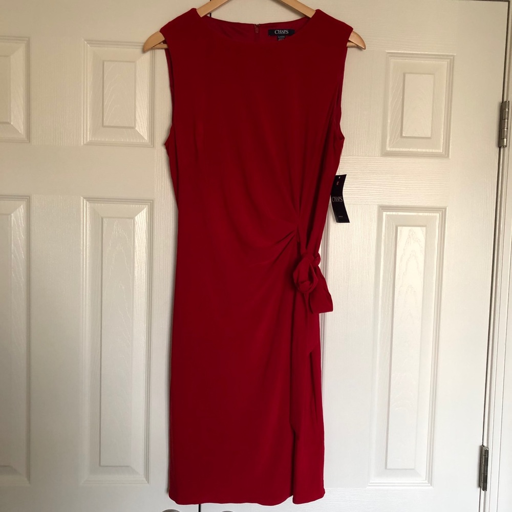 Chaps Red Faux Wrap Dress
